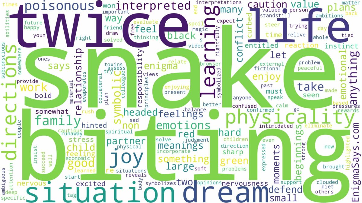 dreaming about snake biting you twice and related dreams with their meanings in a word cloud