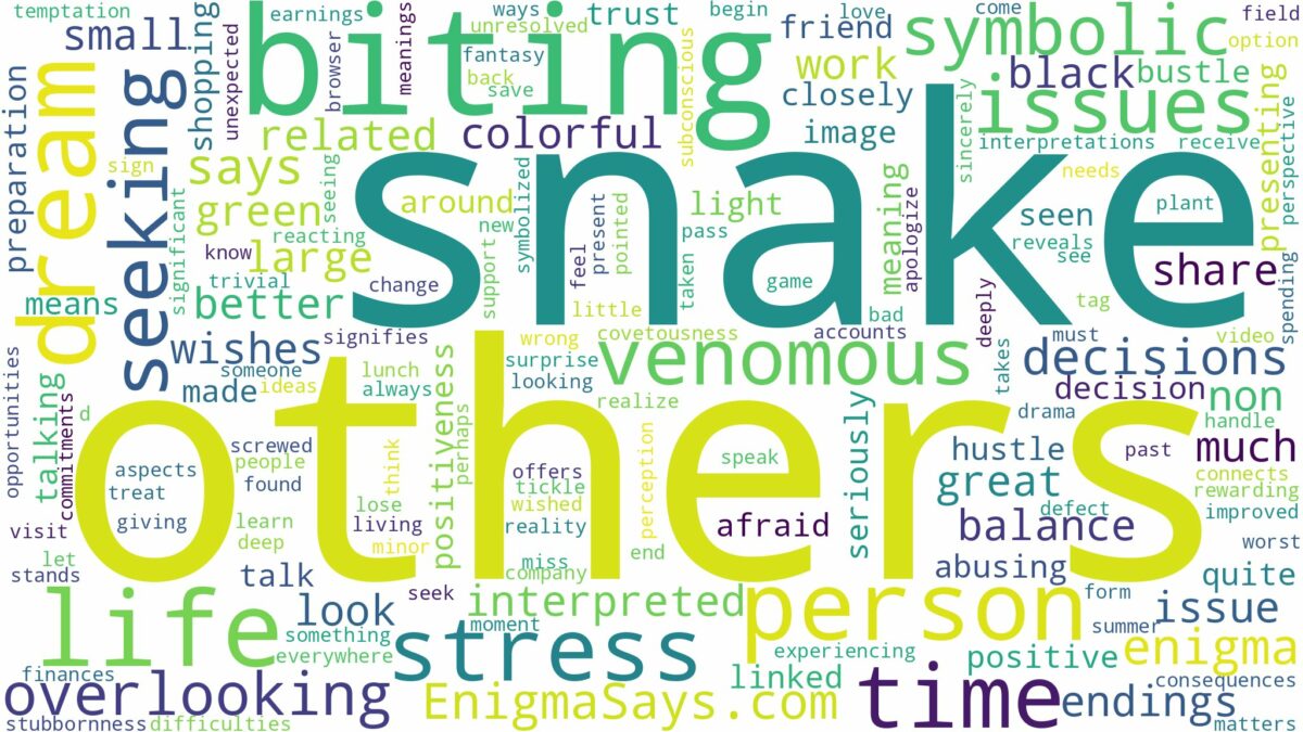 dreaming about snake biting others and related dreams with their meanings in a word cloud