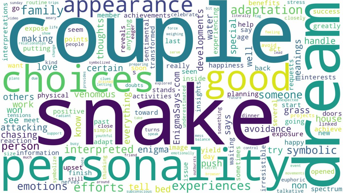 dream about snake couple and related dreams with their meanings in a word cloud