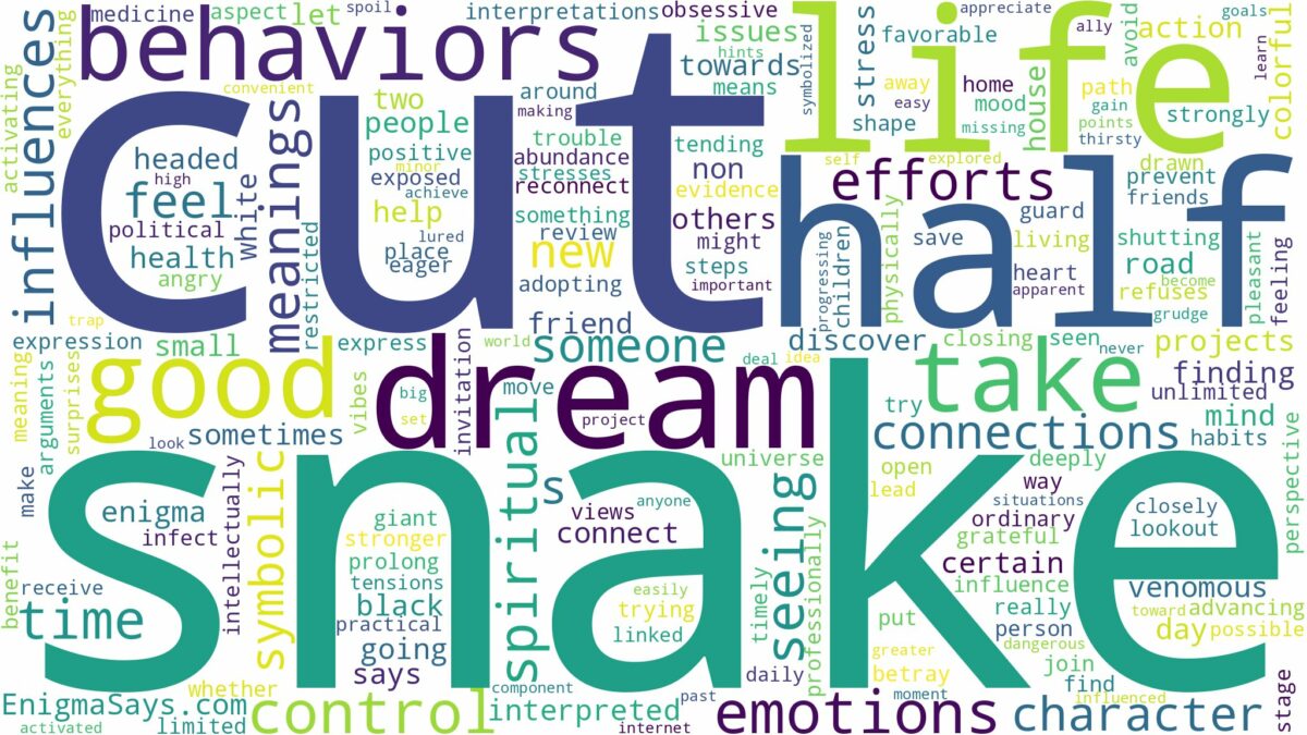 dream about snake cut in half and related dreams with their meanings in a word cloud