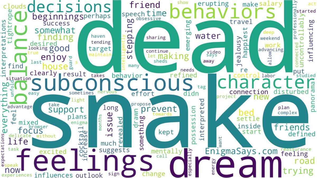 dream about snake dead and related dreams with their meanings in a word cloud