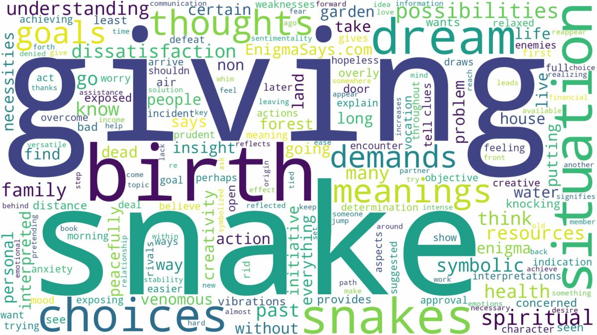 dreaming about snake giving birth and related dreams with their meanings in a word cloud