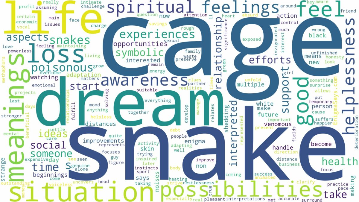 dream about snake in cage and related dreams with their meanings in a word cloud