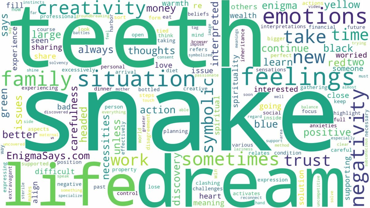 dream about snake with teeth and related dreams with their meanings in a word cloud