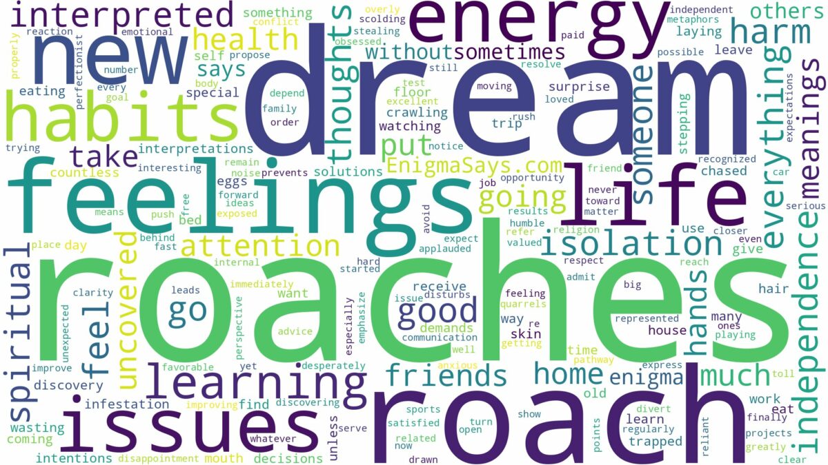 dream about a roach and related dreams with their meanings in a word cloud