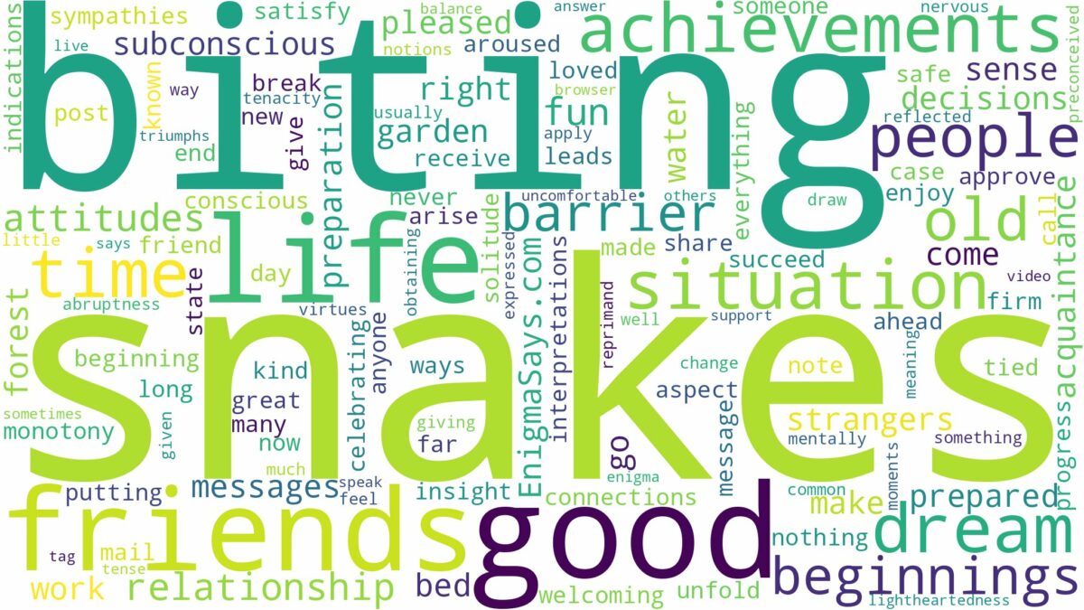 dreams about snakes biting people and related dreams with their meanings in a word cloud