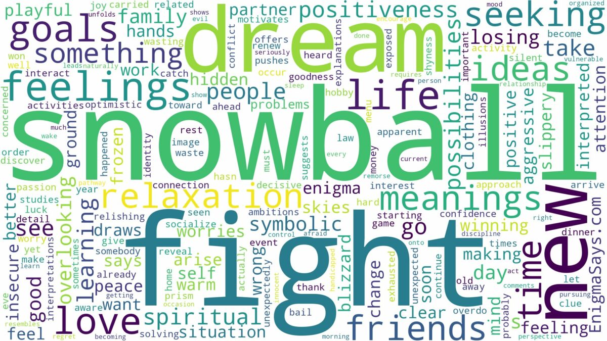 dream about snowball fight and related dreams with their meanings in a word cloud