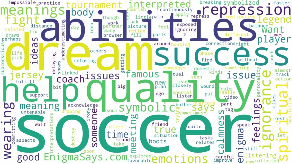 dream about soccer and related dreams with their meanings in a word cloud