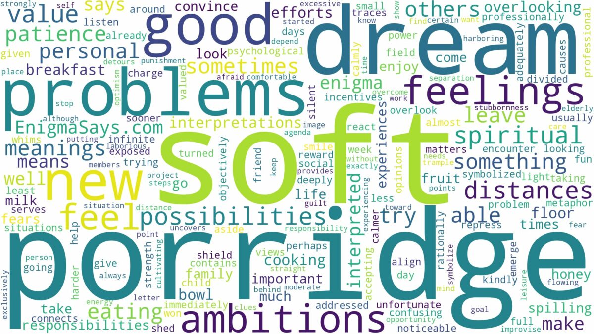 dream about soft porridge and related dreams with their meanings in a word cloud