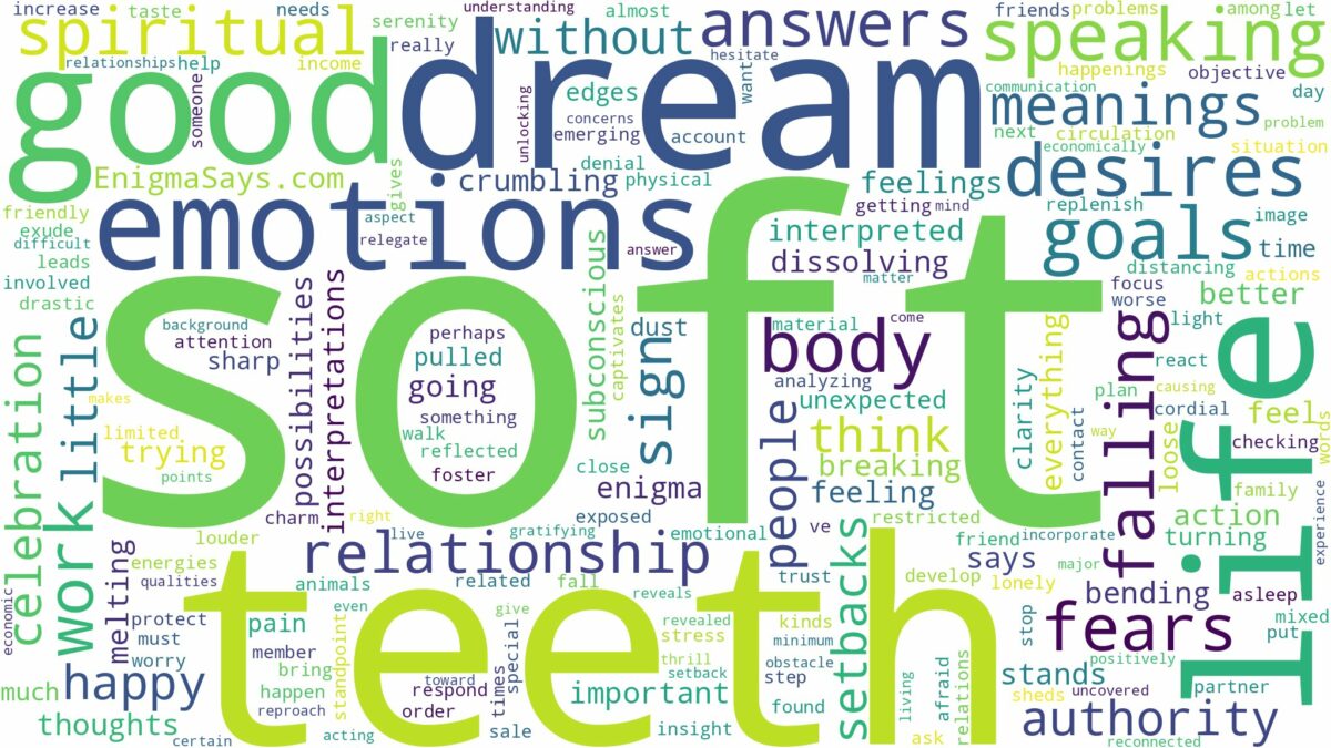 dream about soft teeth and related dreams with their meanings in a word cloud