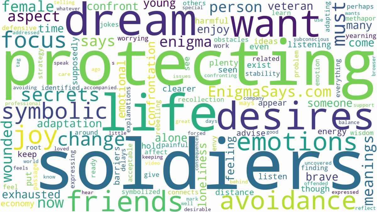 dreams about soldiers protecting and related dreams with their meanings in a word cloud