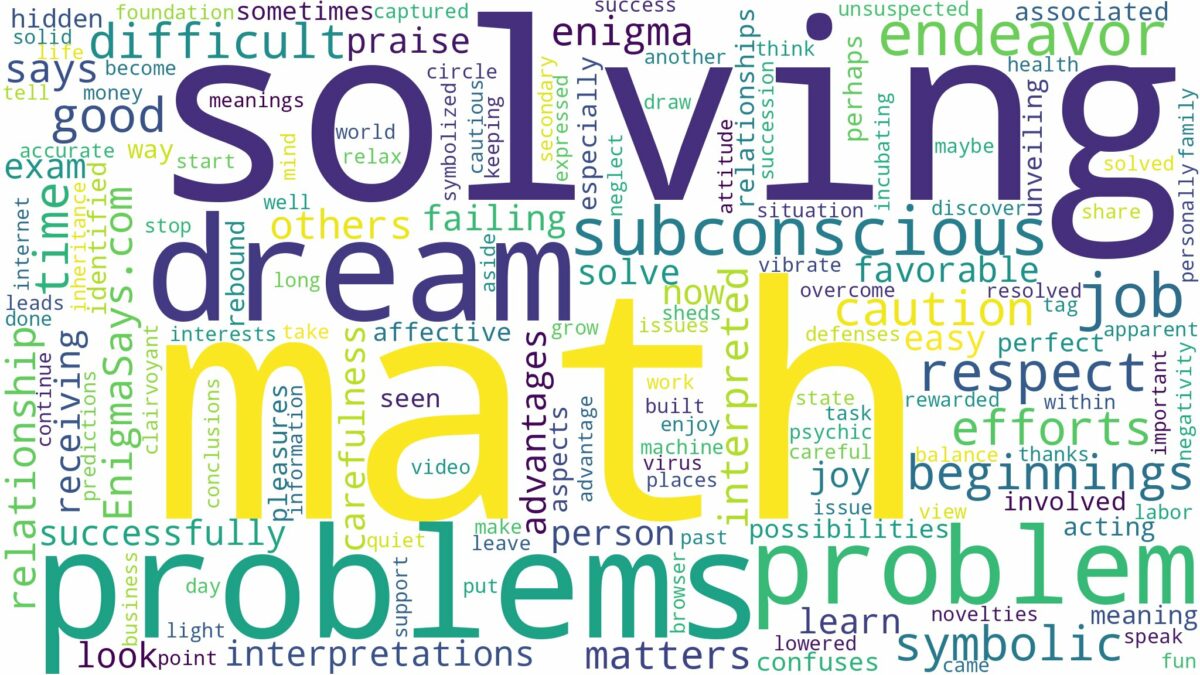 dreaming of solving math problems and related dreams with their meanings in a word cloud