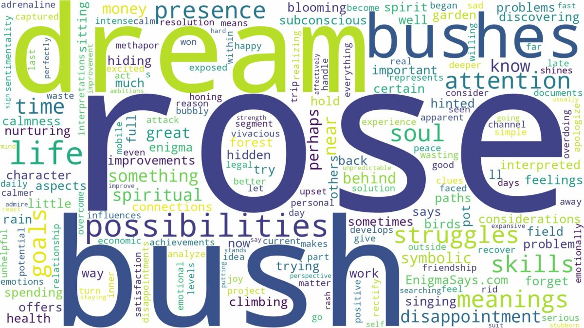 dream about a rose bush and related dreams with their meanings in a word cloud