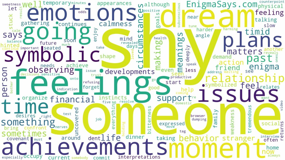 dreaming about someone being shy and related dreams with their meanings in a word cloud