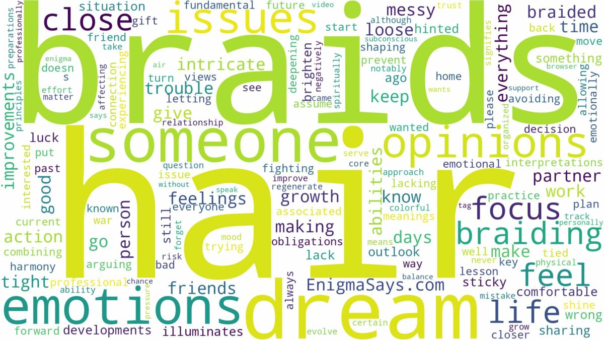 dreaming about someone braiding your hair and related dreams with their meanings in a word cloud