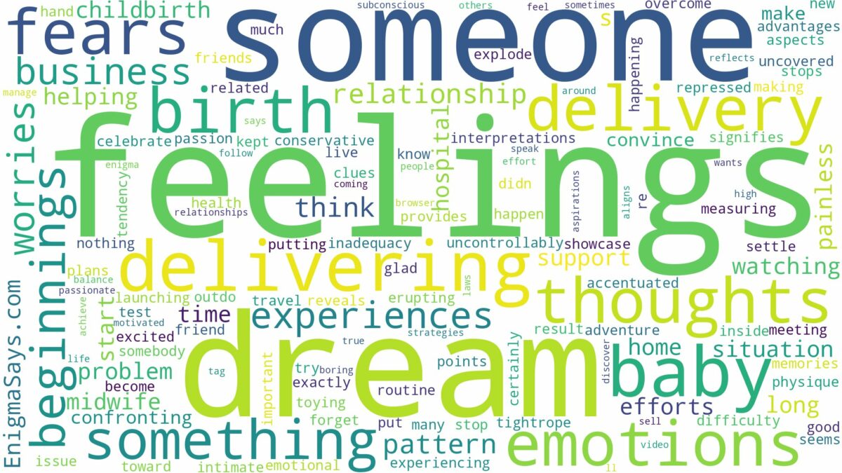 dreaming about someone delivering a baby and related dreams with their meanings in a word cloud