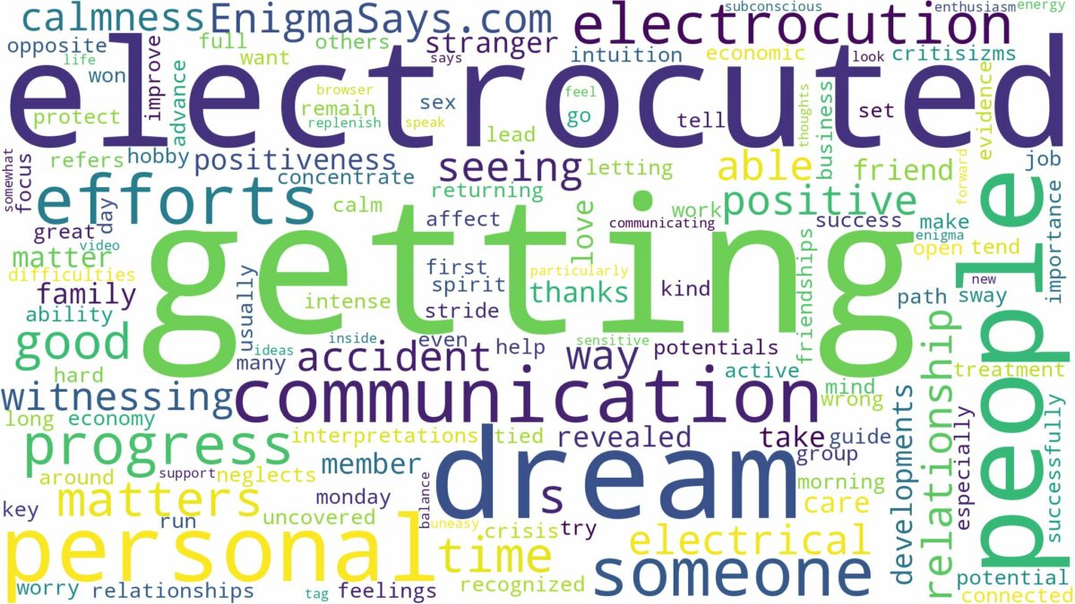 dreaming about someone getting electrocuted and related dreams with their meanings in a word cloud