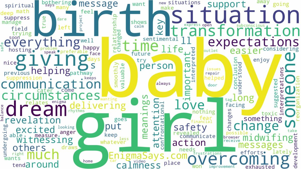 dreaming about someone giving birth to a baby girl and related dreams with their meanings in a word cloud