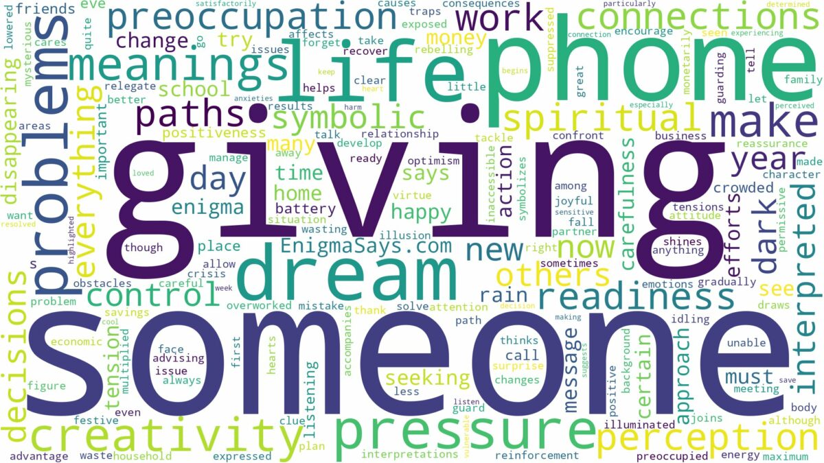 dreaming about someone giving you a phone and related dreams with their meanings in a word cloud