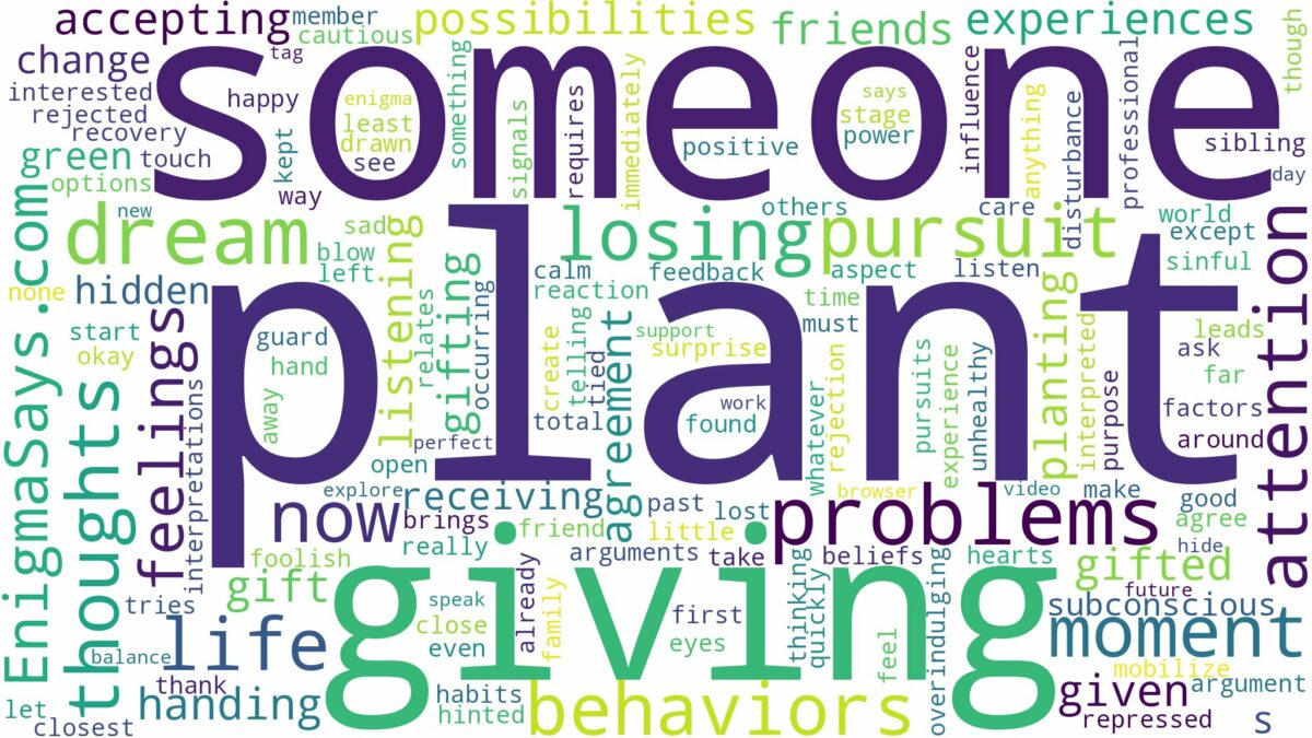 dreaming about someone giving you a plant and related dreams with their meanings in a word cloud