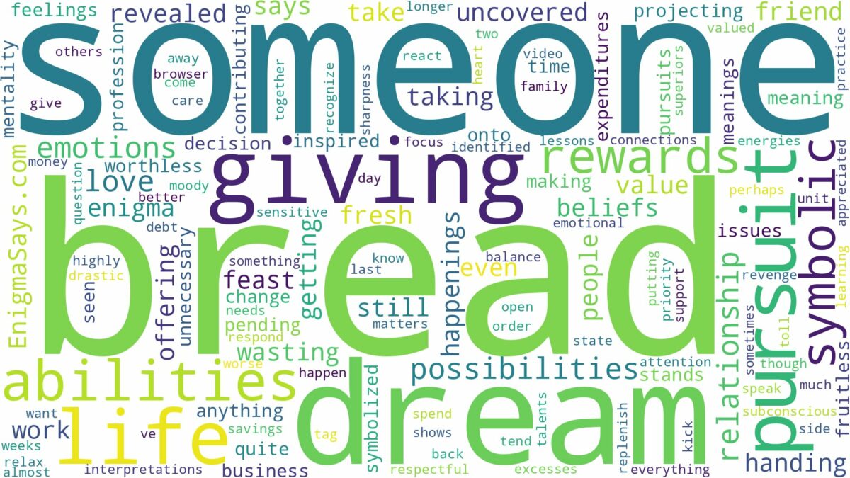 dreaming about someone giving you bread and related dreams with their meanings in a word cloud