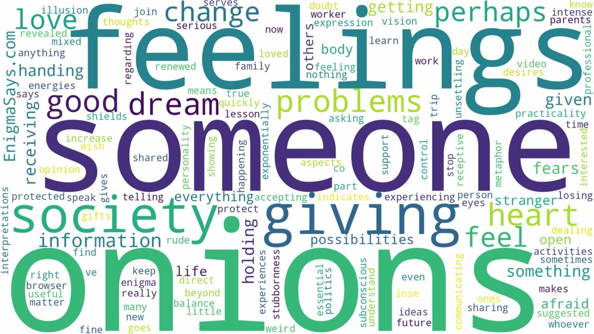 dreaming about someone giving you onions and related dreams with their meanings in a word cloud