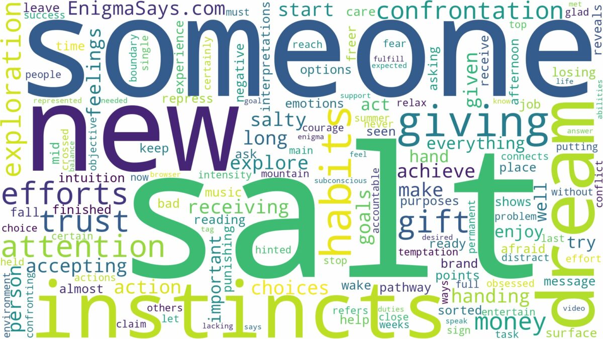 dreaming about someone giving you salt and related dreams with their meanings in a word cloud