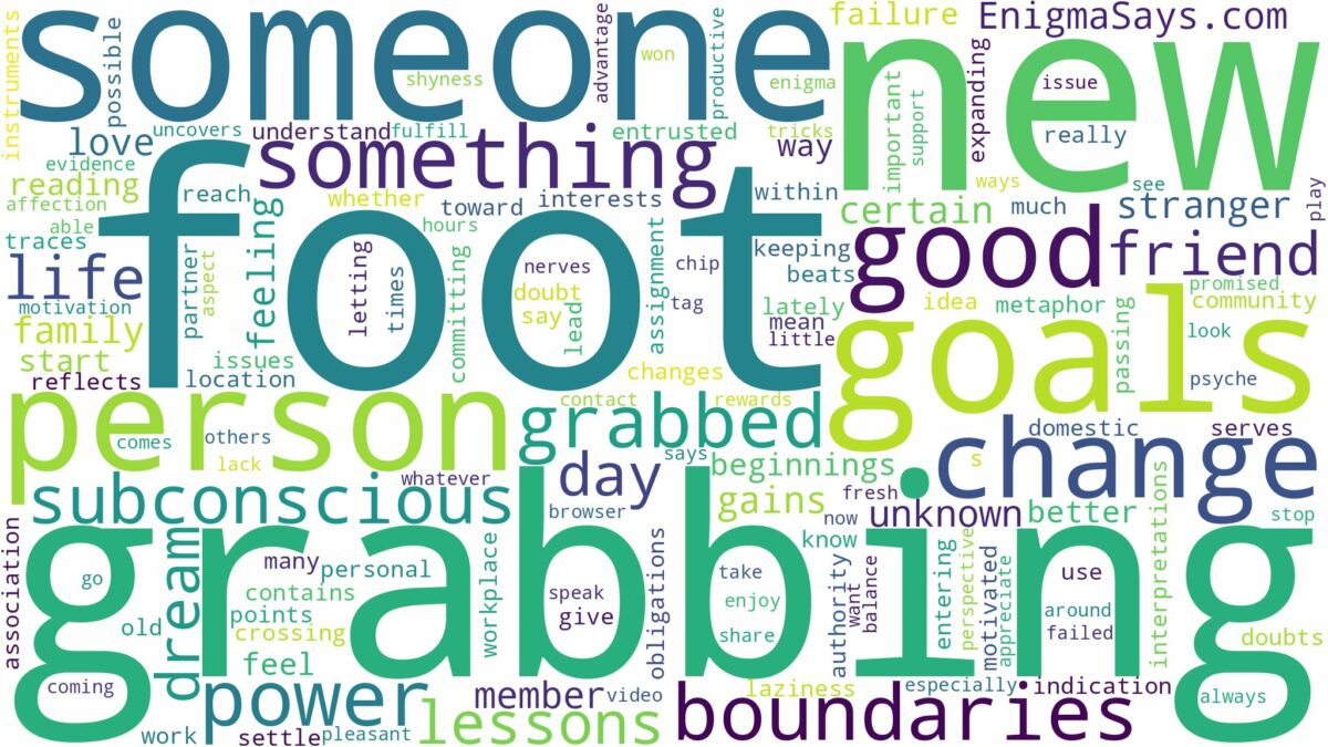 dreaming about someone grabbing your foot and related dreams with their meanings in a word cloud