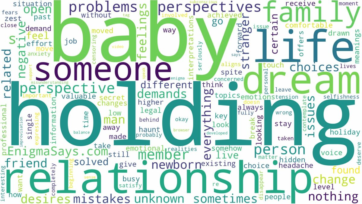 dreaming about someone holding a baby and related dreams with their meanings in a word cloud