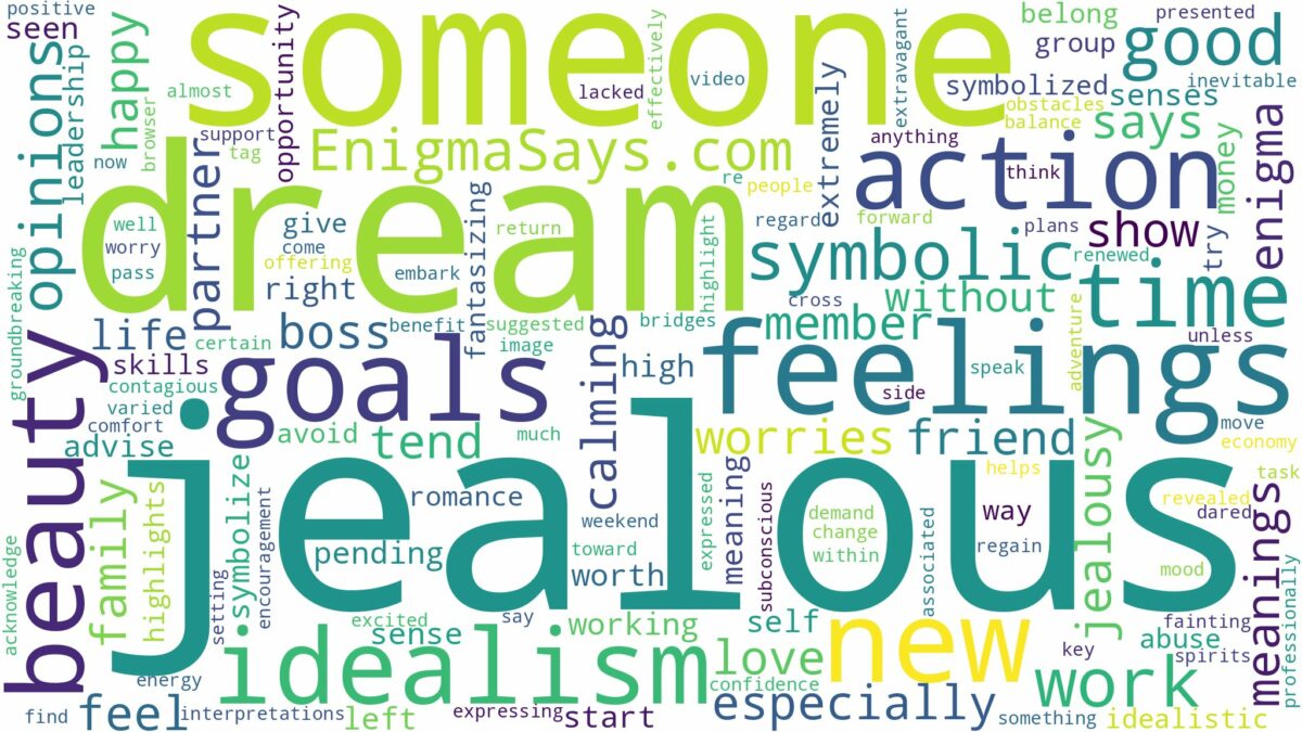 dream about someone jealous of you and related dreams with their meanings in a word cloud