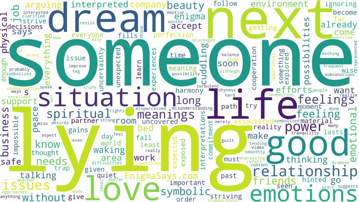 dreaming about someone lying next to you and related dreams with their meanings in a word cloud