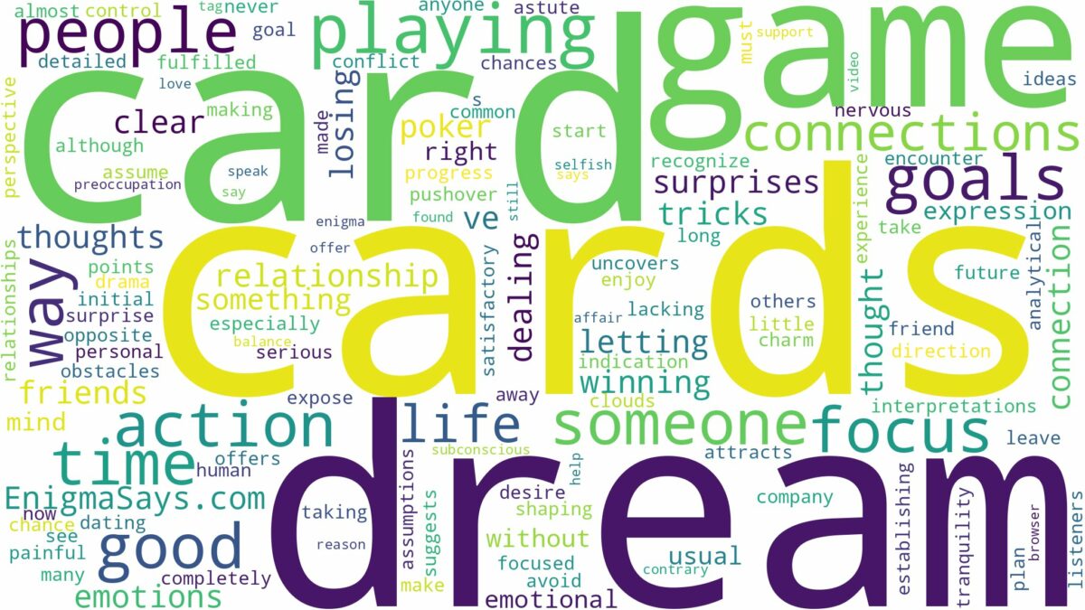 dreaming about someone playing cards and related dreams with their meanings in a word cloud