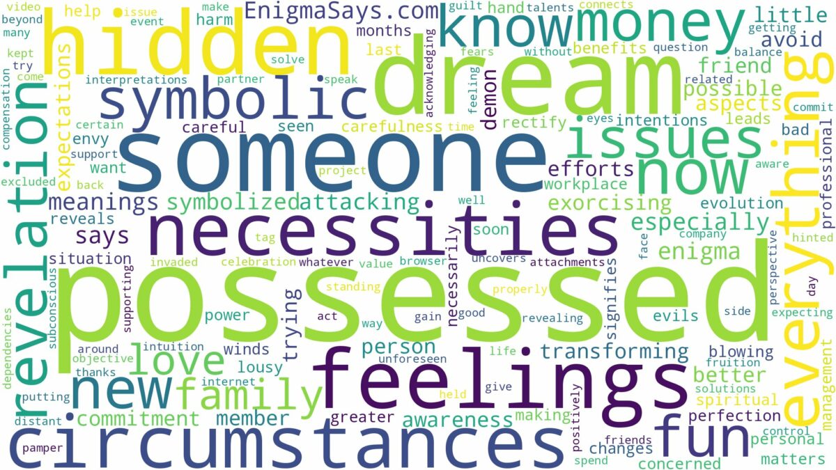 dream about someone possessed and related dreams with their meanings in a word cloud