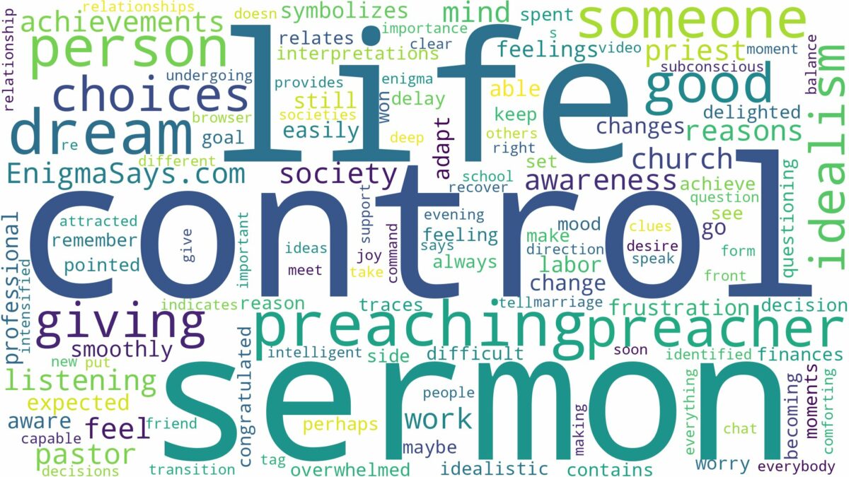 dreaming of someone preaching and related dreams with their meanings in a word cloud