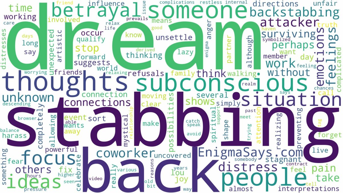 dreaming about someone stabbing you in the back and related dreams with their meanings in a word cloud