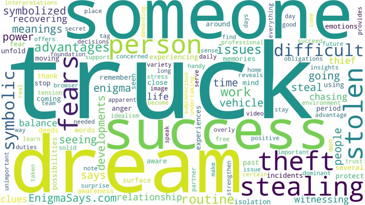 dreaming about someone stealing your truck and related dreams with their meanings in a word cloud