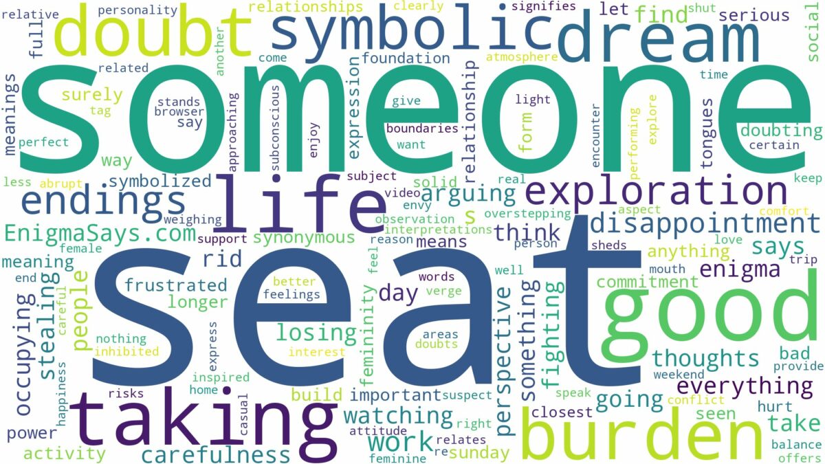 dreaming about someone taking your seat and related dreams with their meanings in a word cloud