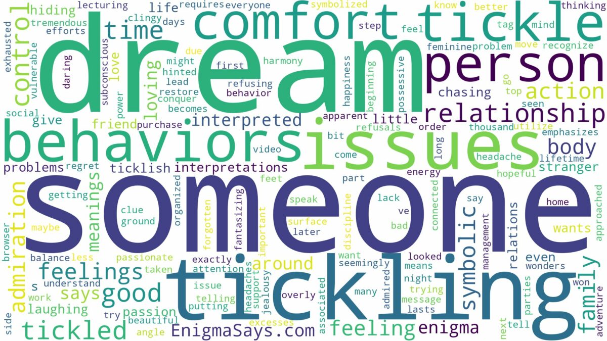 dreaming of someone tickling you and related dreams with their meanings in a word cloud