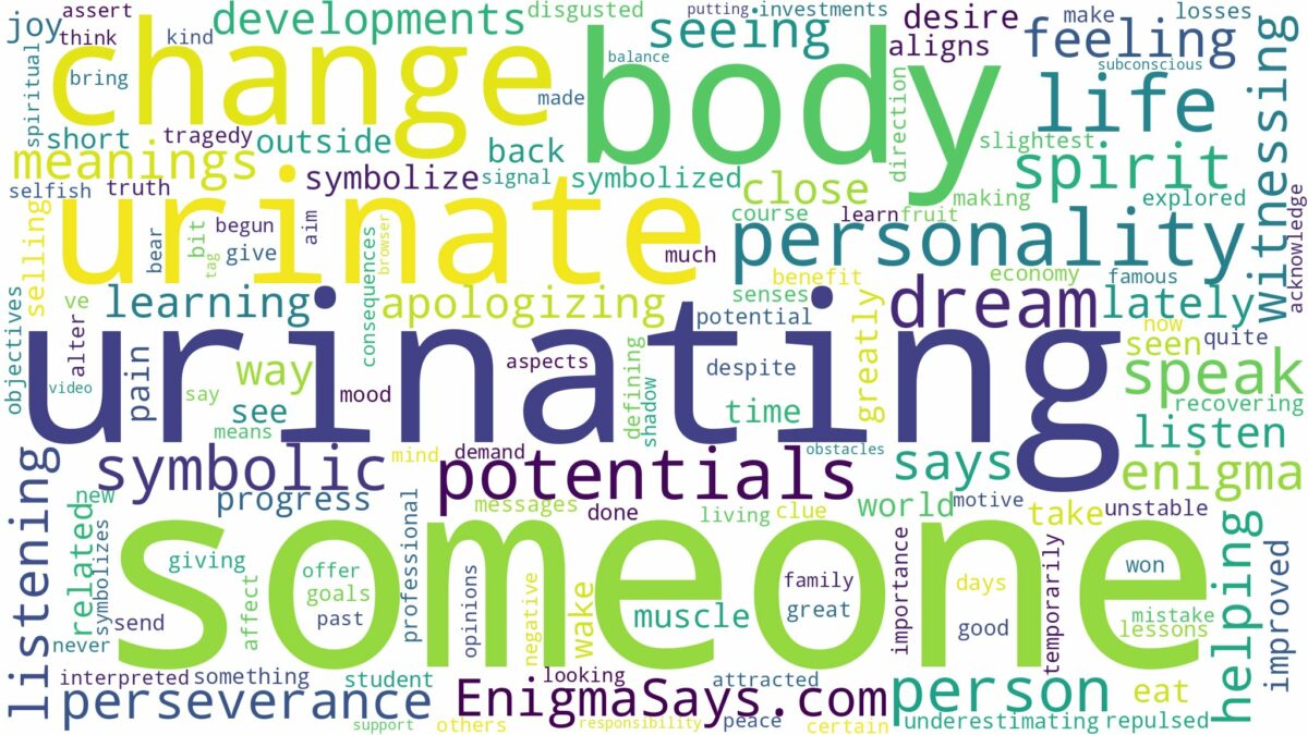 dreaming of someone urinating and related dreams with their meanings in a word cloud