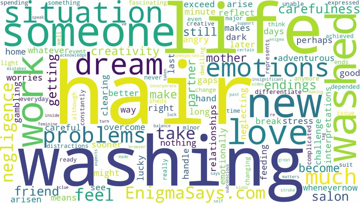 dreaming about someone washing your hair and related dreams with their meanings in a word cloud