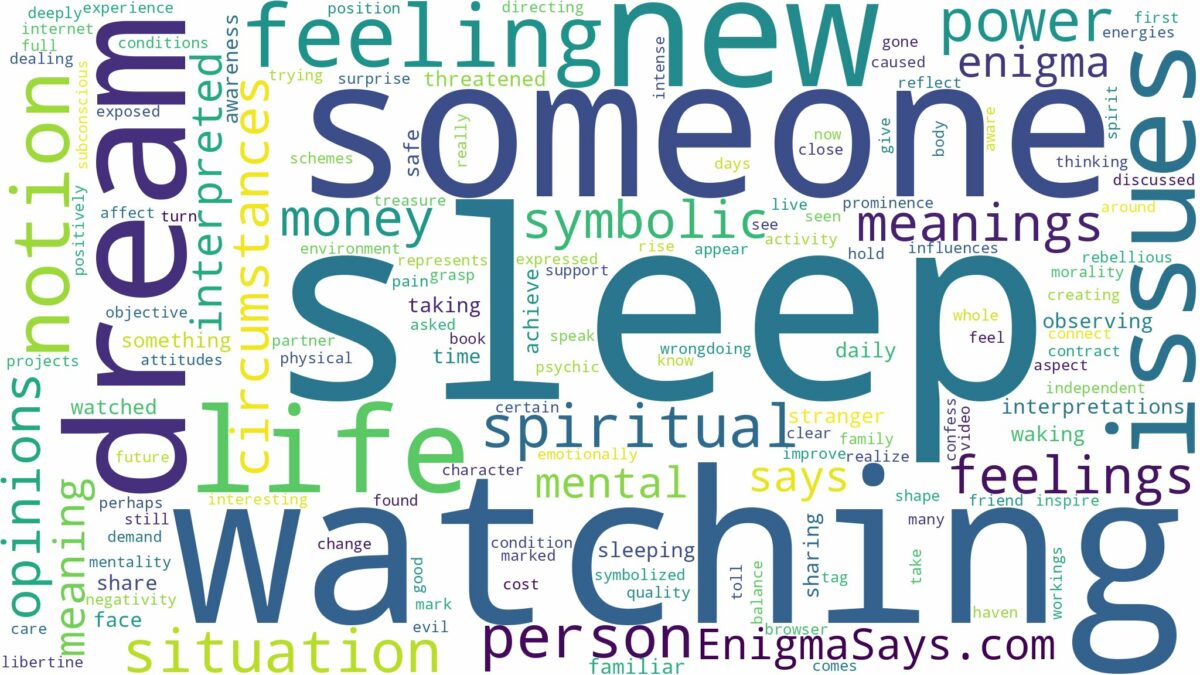 dreaming about someone watching you sleep and related dreams with their meanings in a word cloud