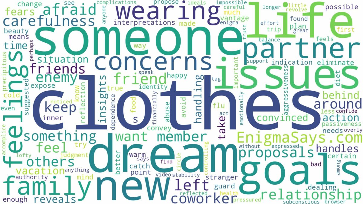 dreaming about someone wearing your clothes and related dreams with their meanings in a word cloud