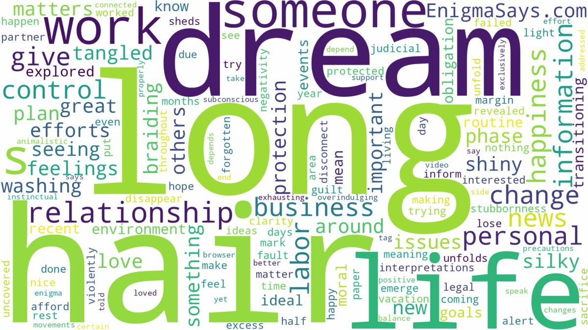 dream about someone with long hair and related dreams with their meanings in a word cloud