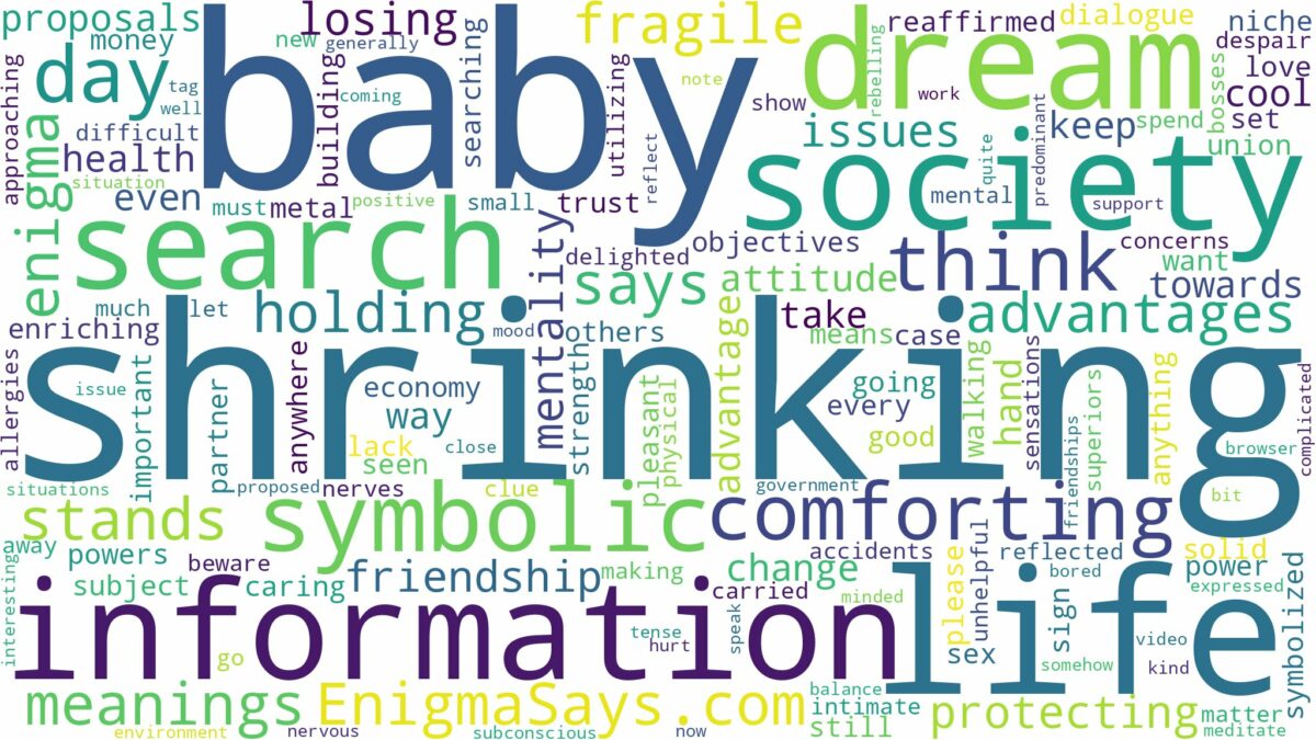 dreaming of a shrinking baby and related dreams with their meanings in a word cloud