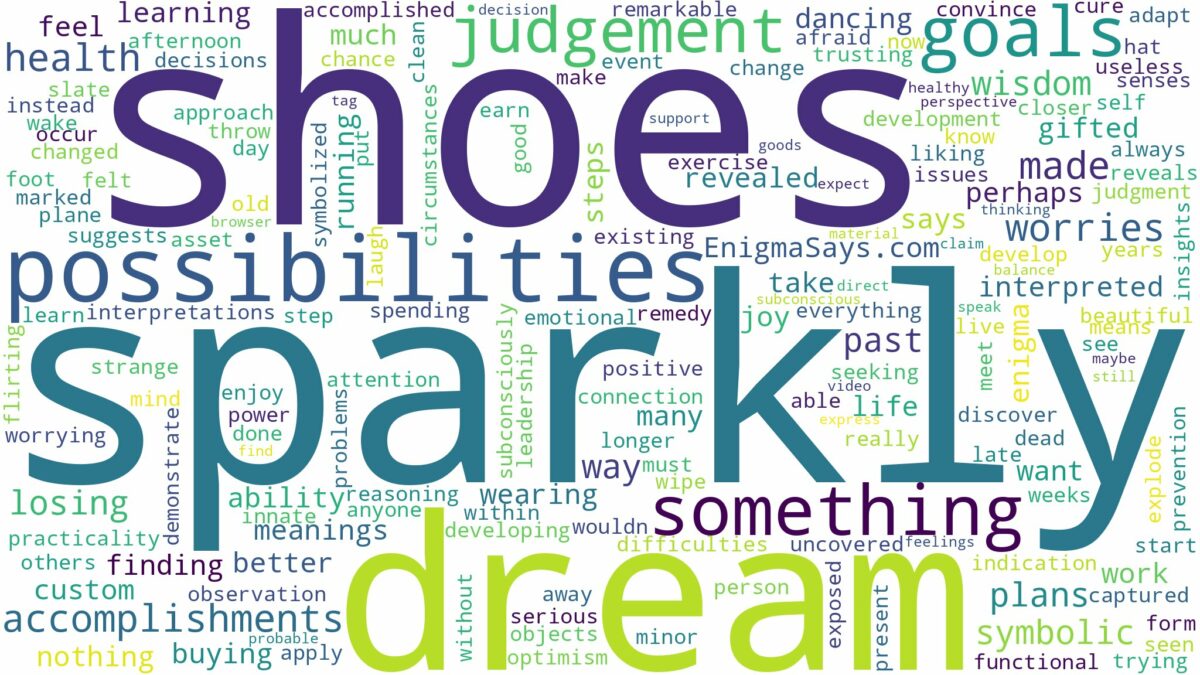 dream about sparkly shoes and related dreams with their meanings in a word cloud