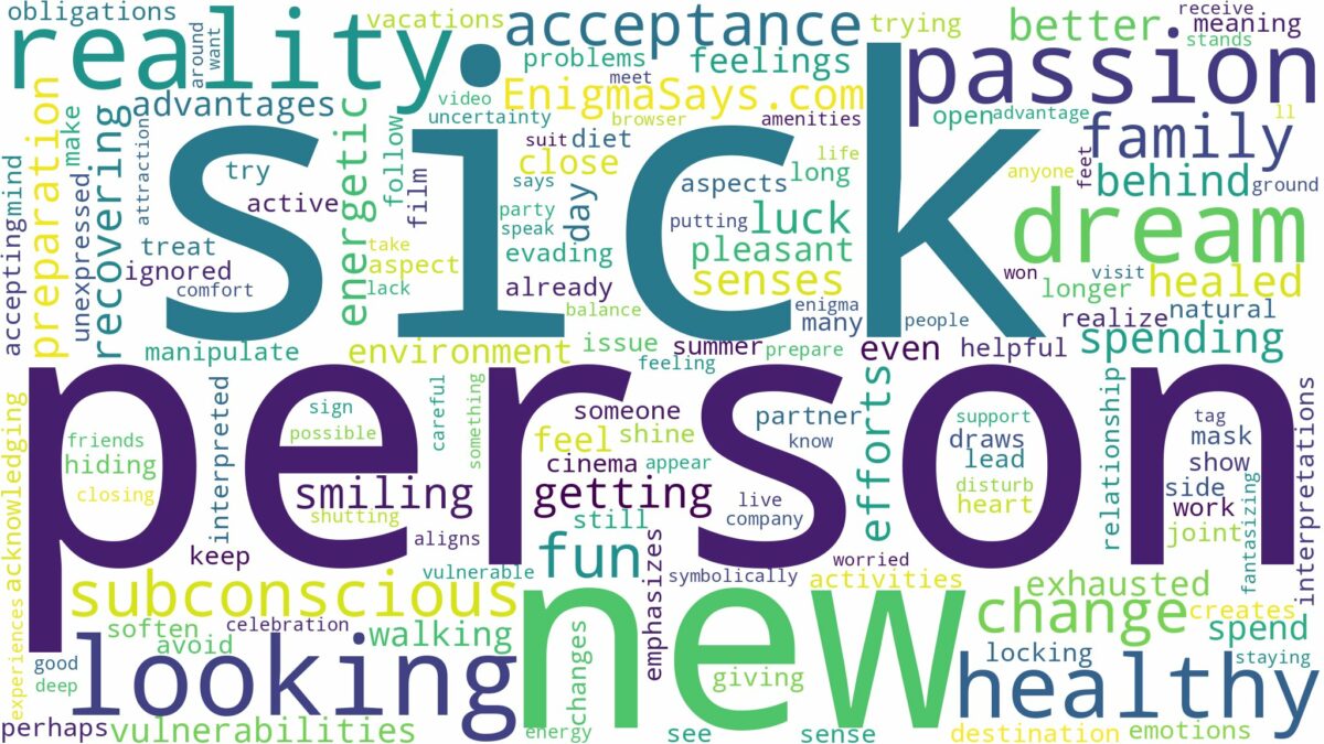 dreaming about a sick person looking healthy and related dreams with their meanings in a word cloud