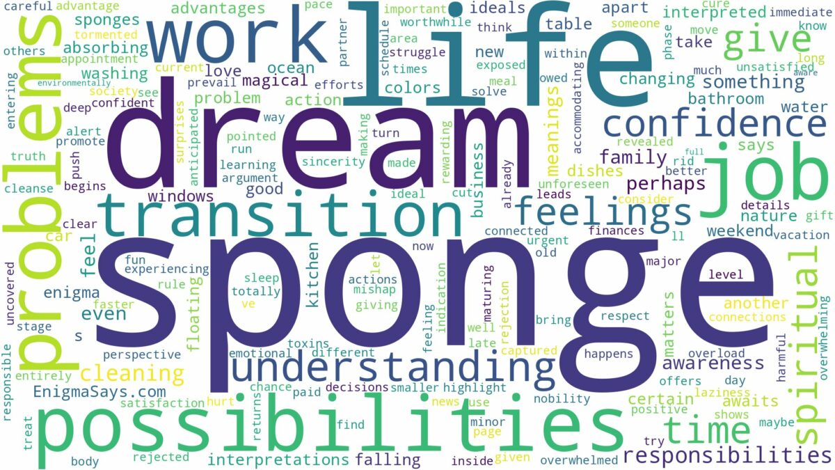 dream about sponge and related dreams with their meanings in a word cloud