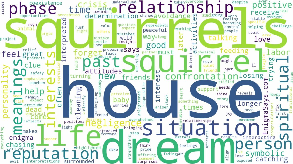 dream about squirrel in house and related dreams with their meanings in a word cloud