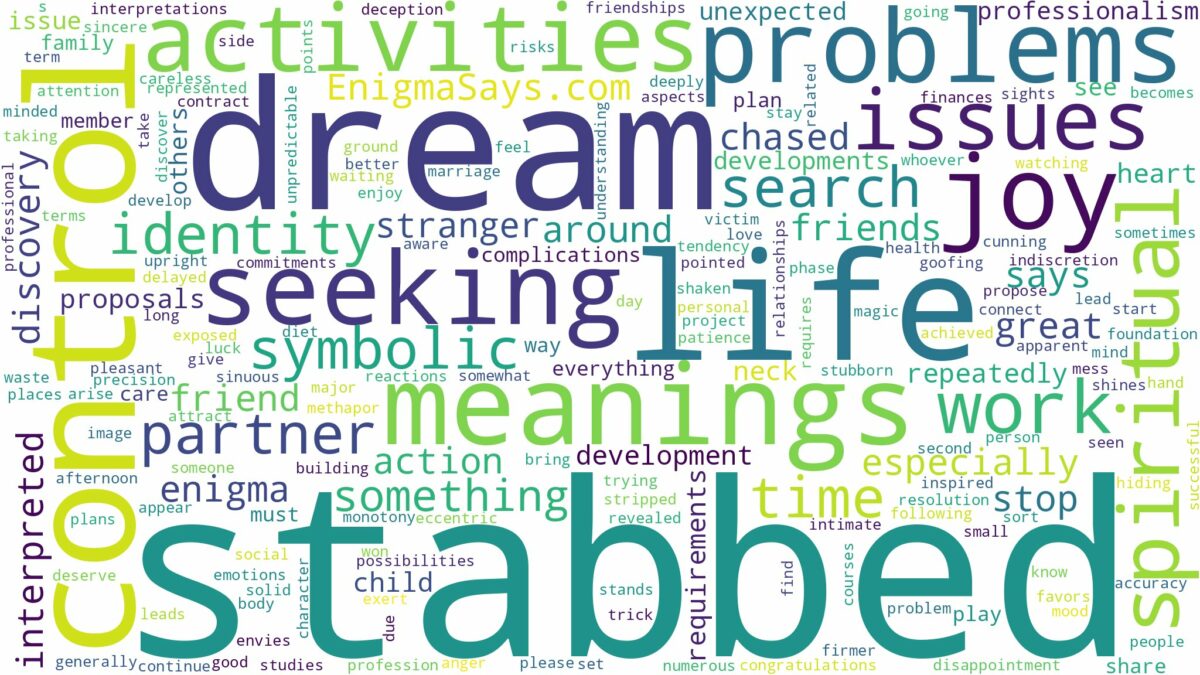 dream about stabbed and related dreams with their meanings in a word cloud