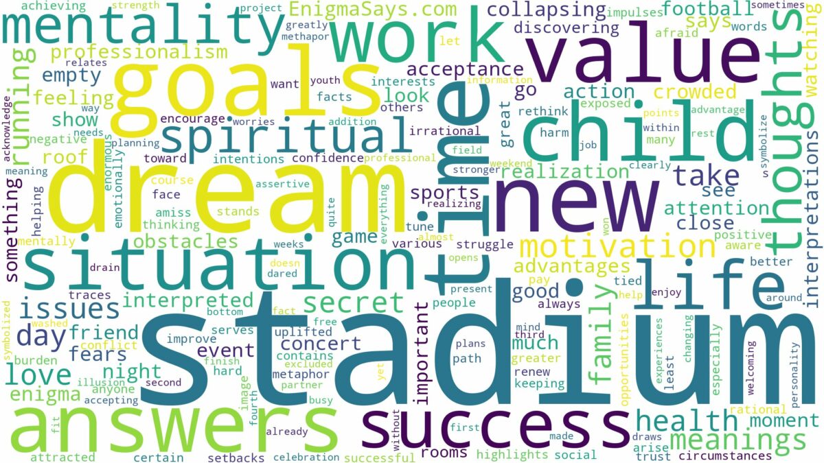 dream about stadium and related dreams with their meanings in a word cloud